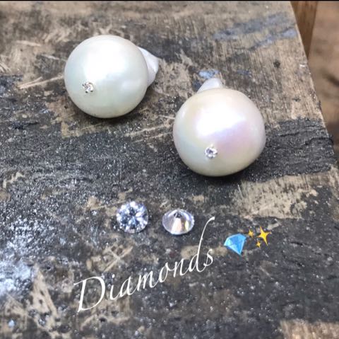 perles baroques et diamant