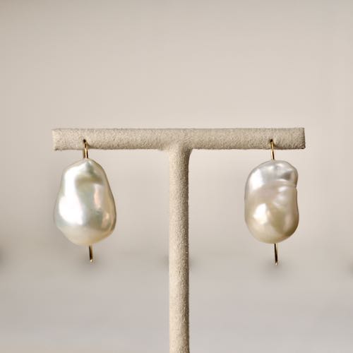 Fiche produit - Boucles d'oreille OR  longue perle baroque